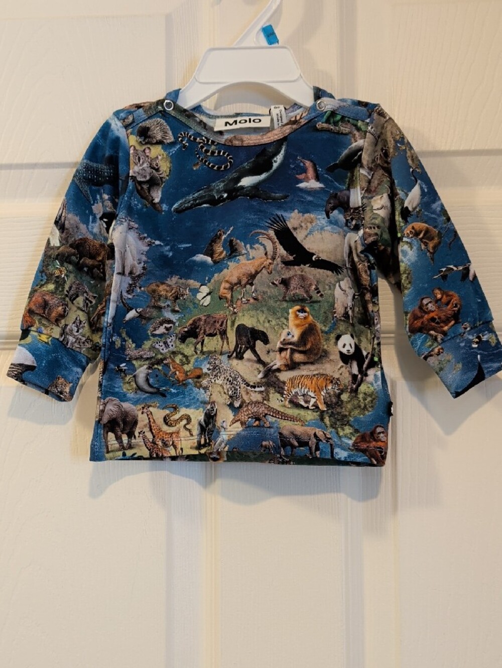 Vivid Molo All-Over Wildlife Animal Print Organic top NWT size 6 months